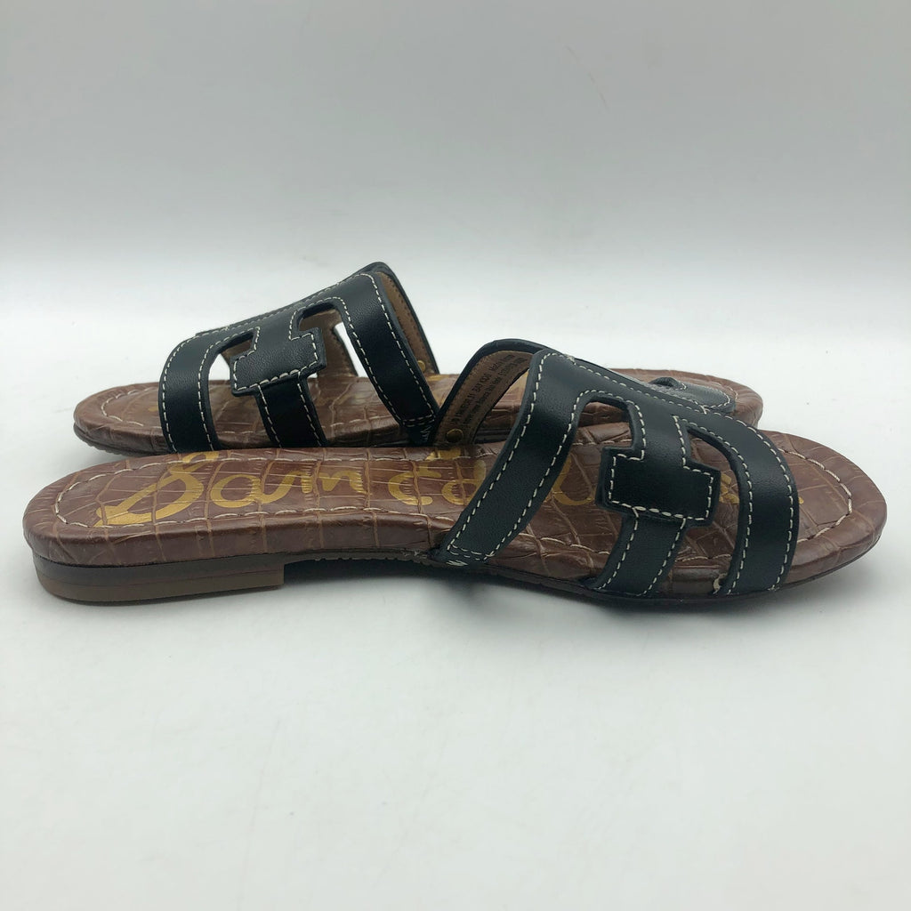 Sam Edelman Girls Bay Cut Out Slide Sandals US 13 M EU 31 Black Leather NIB