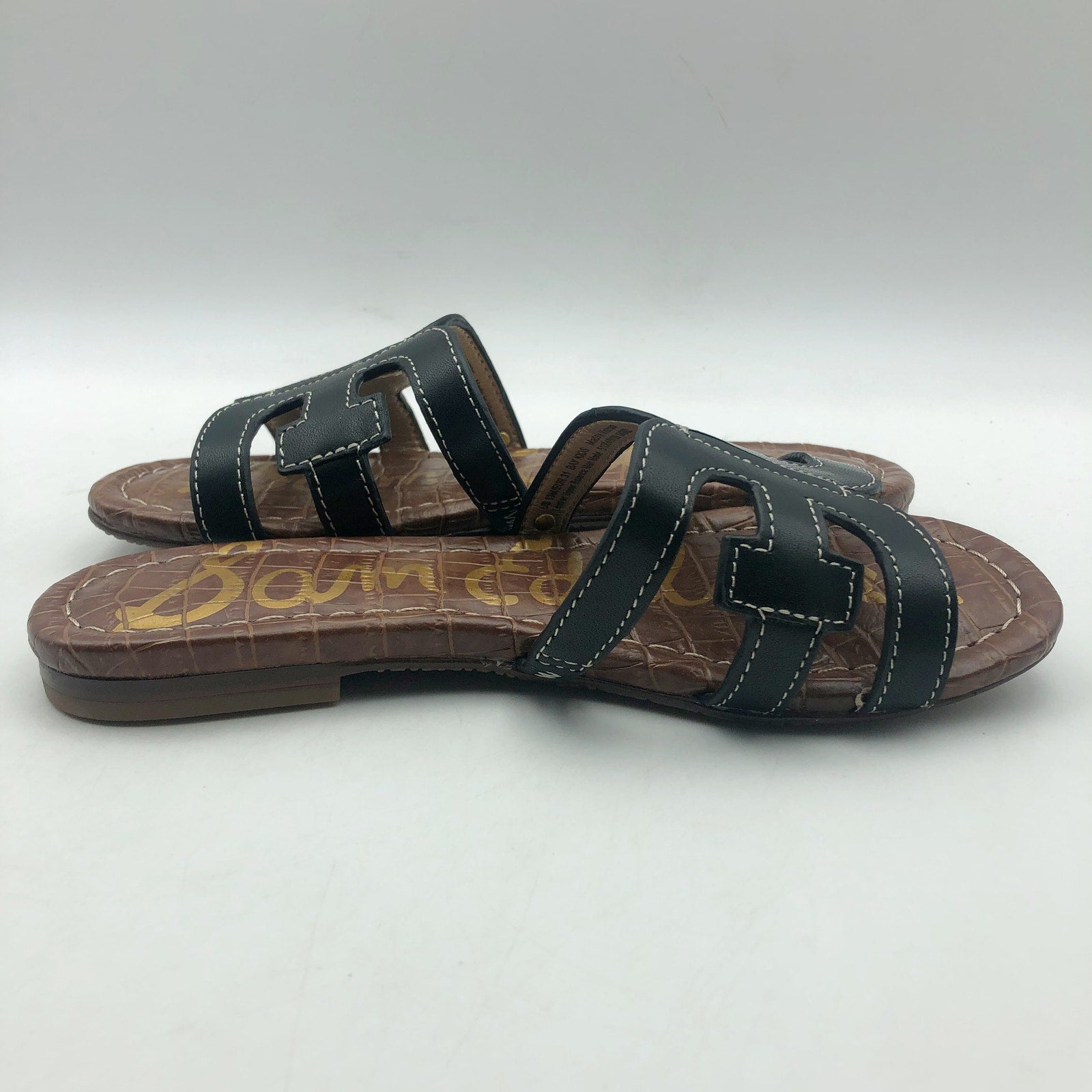 Sam Edelman Girls Bay Cut Out Slide Sandals US 13 M EU 31 Black Leather NIB