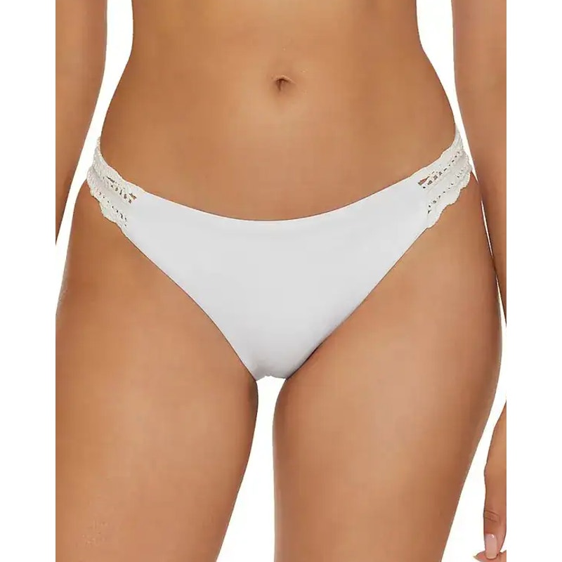 BECCA Women's Colette American Fit Bikini Bottom Small White Cheeky Coverage NWT