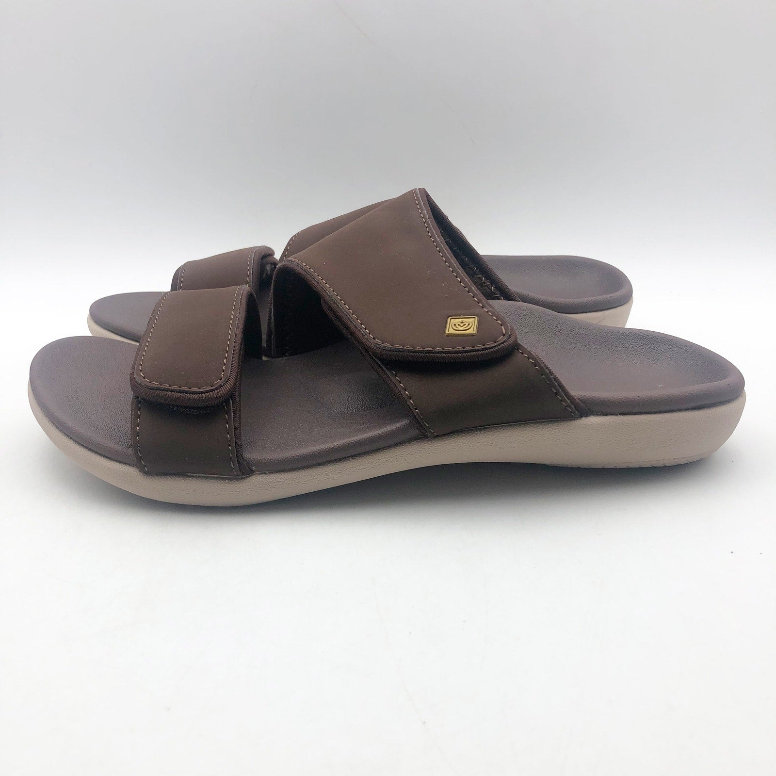 Spenco Womens KHOLO NUEVO Comfort Slide Sandals 9.5 WIDE Brown French Toast NWT