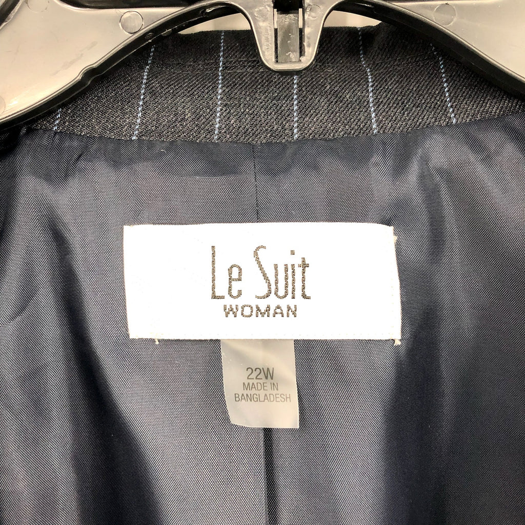 LE SUIT Single Button Suit Jacket 22W PLUS Blue Pinstripe Peak Lapel Blazer NWT