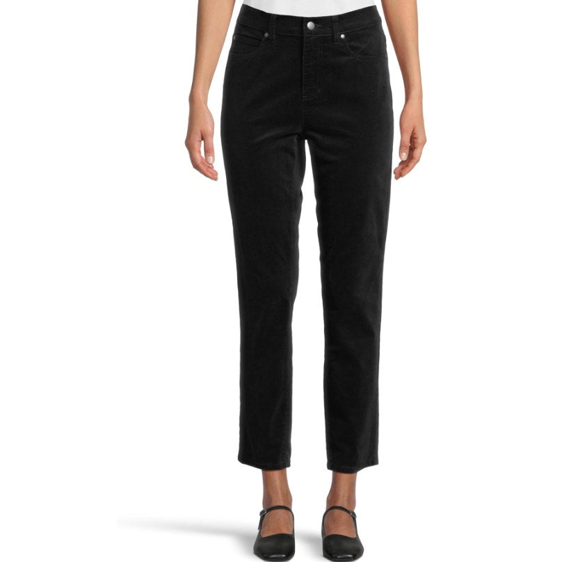 EILEEN FISHER Women's Slim Ankle Jeans Small Black Velveteen High Waisted NWT