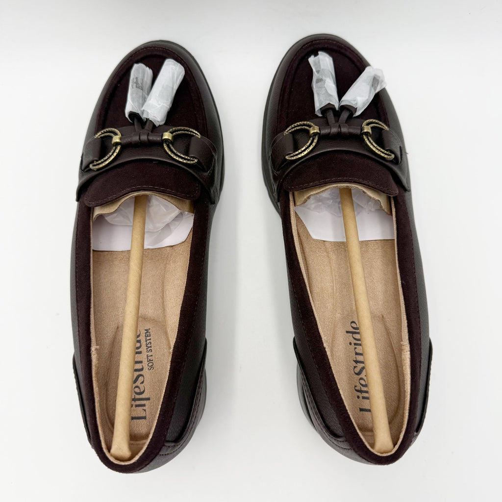LifeStride Womens Logan Flat Loafers Size 8.5 M EU 39 Chocolate Brown NIB