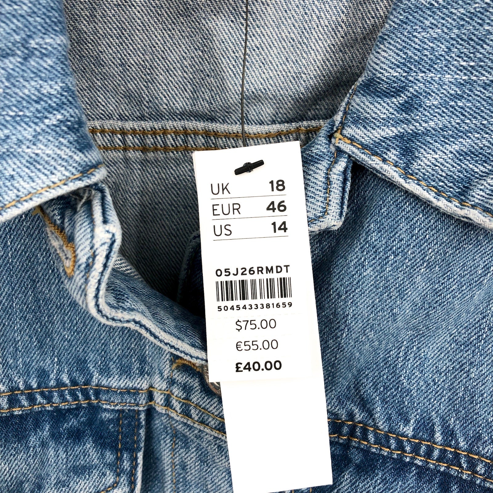 TOPSHOP Womens Cropped Denim Jacket Size 14 Blue Rigid Denim Raw Hem NWT