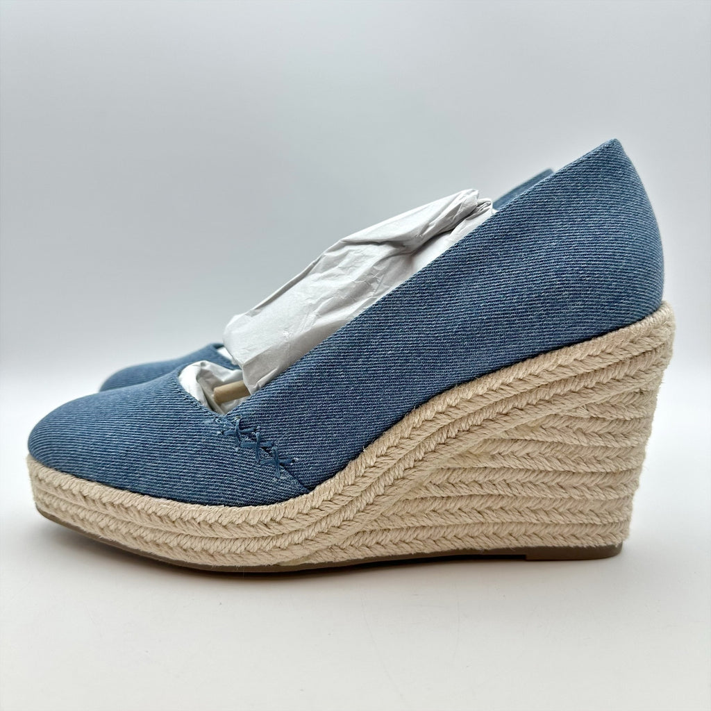 Lucky Brand Womens Imula Espadrille Wedge Heels Size 8.5 Blue Canvas NIB