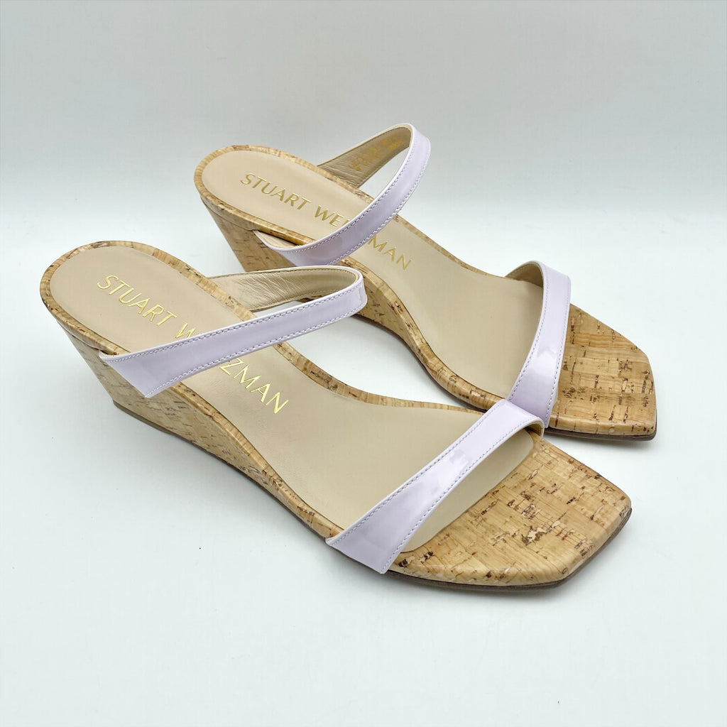 Stuart Weitzman Womens Aleena 50 Wedge Sandals Size 8 EU 38.5 Lilac Leather NWOB