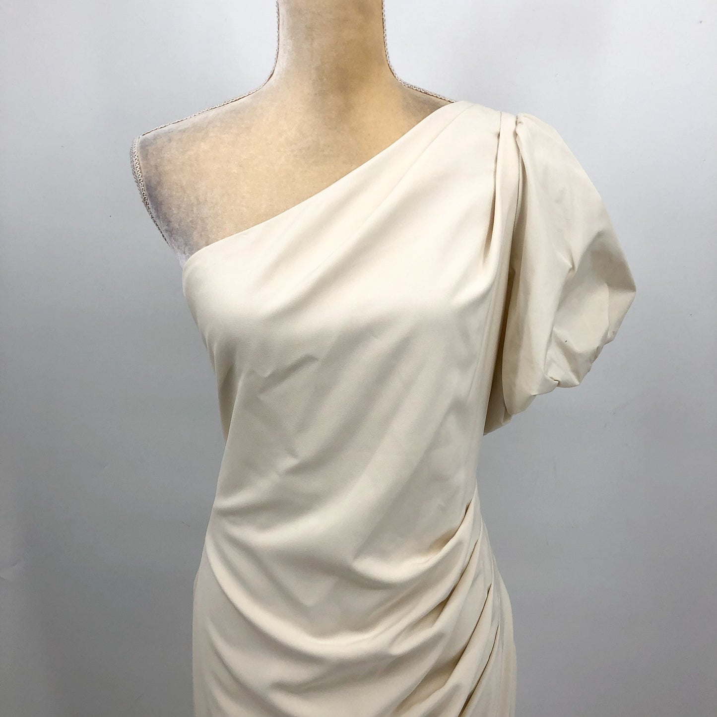 LAUREN RALPH LAUREN Women's One-Shoulder Crepe Cocktail Dress Size 12 Ivory NWT