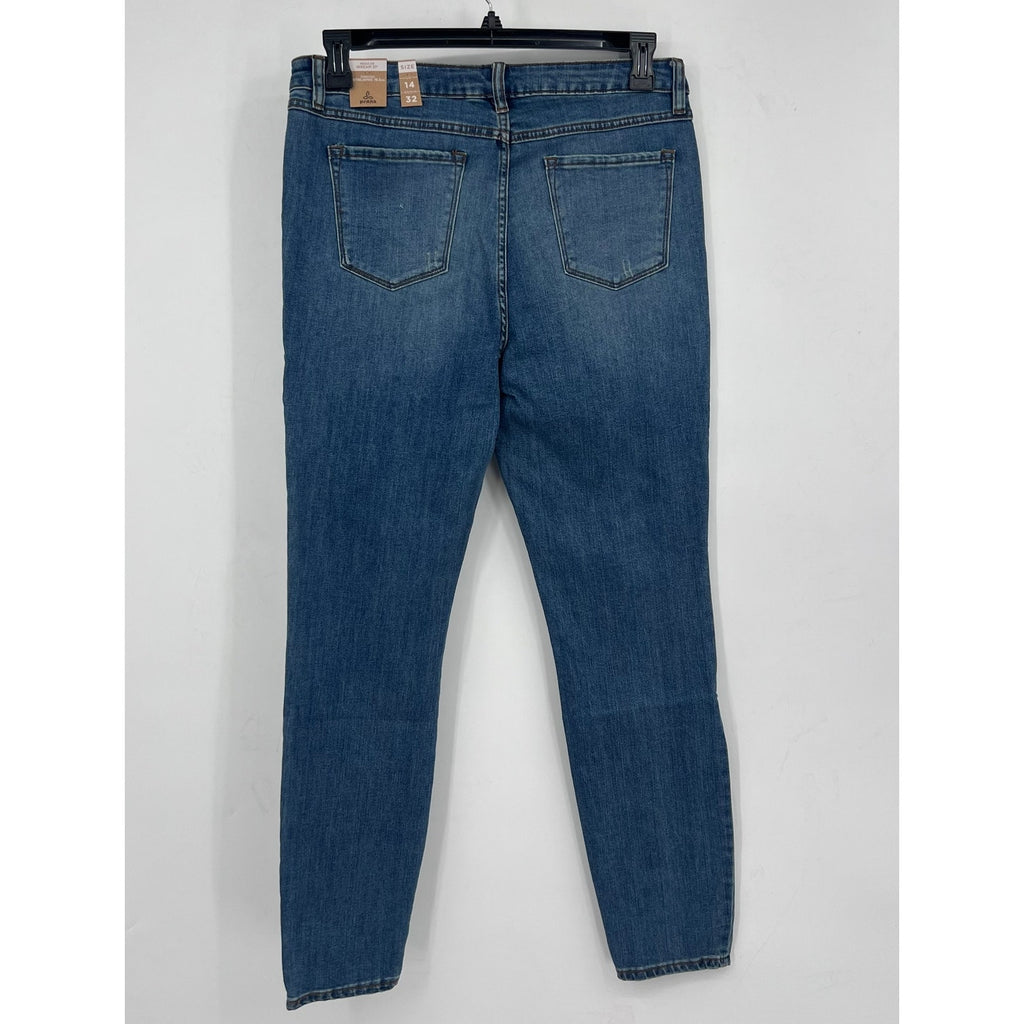 PRANA Womens Sienna Skinny Jeans Size 14 32x31 True Blue Stretch Mid Rise NWT