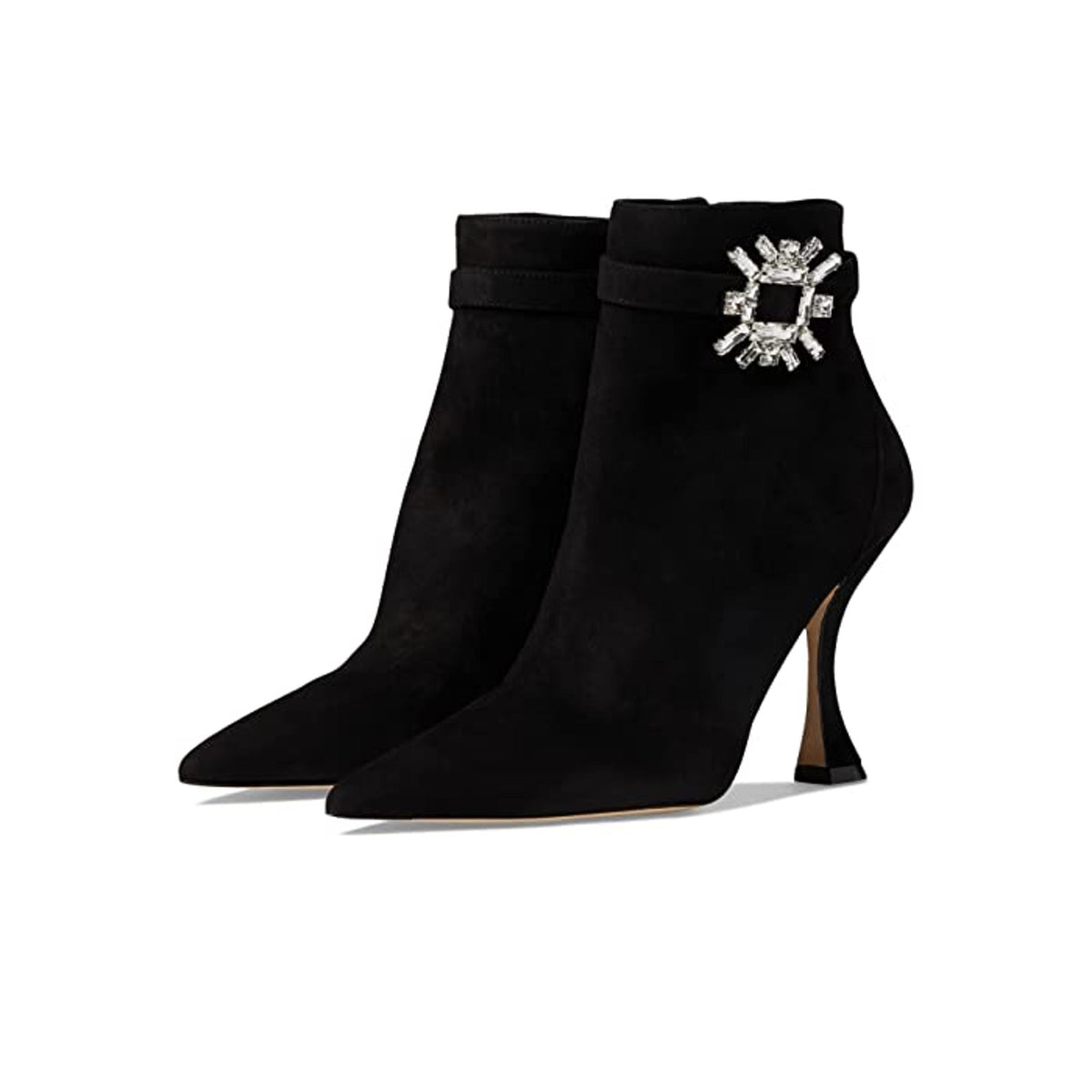 Stuart Weitzman Womens Crystal Nova Xcurve 100 Zip Bootie 9.5 Black Suede NWOB