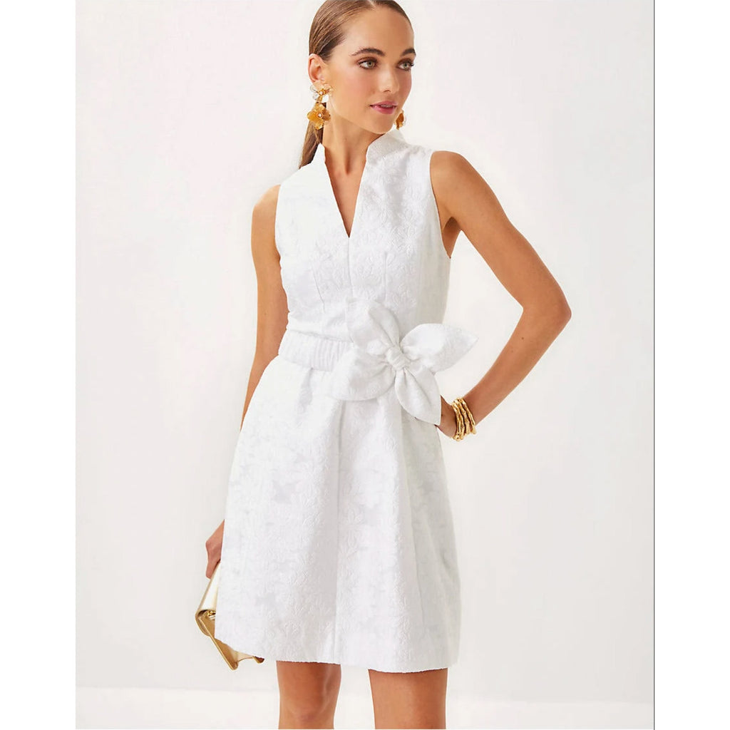 LILLY PULITZER Womens Tazie Fit & Flare Dress Size 8 Resort White Jacquard NWT