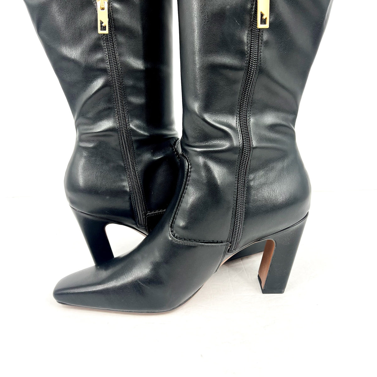 Franco Sarto Womens Bowman Knee High Boots Size 9M Black Faux Leather NWOB