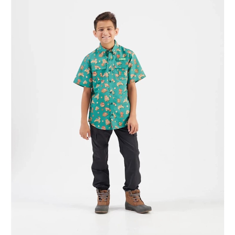 Magellan Boys Laguna Madre Holiday Fair Isle Fishing Shirt Small Green Red NWOT