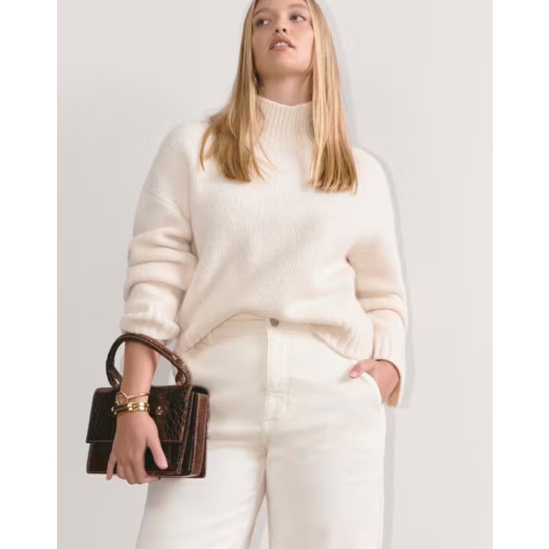 EVERLANE Women's Utility Barrel Pants Size 2 Cream Bone Stretch Twill NWOT