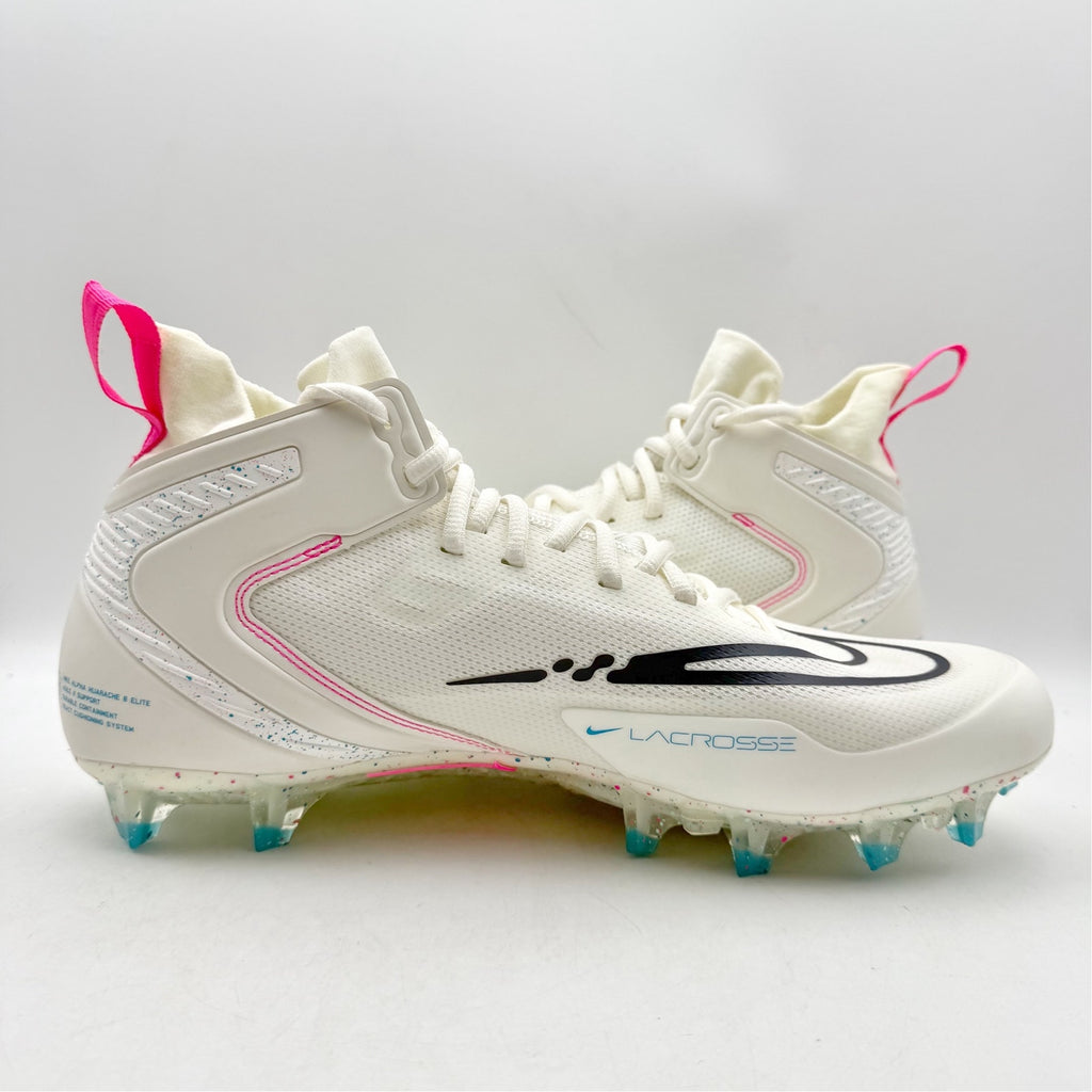 NIKE Mens Alpha Huarache 8 Elite Lacrosse Cleats US 12 EU 46 White Athletic NWOB