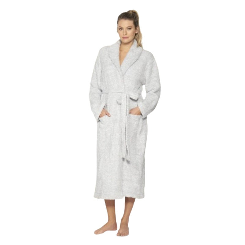 BAREFOOT DREAMS CozyChic Heathered Robe SIZE 2 LARGE- XL HE Ocean-White NWT