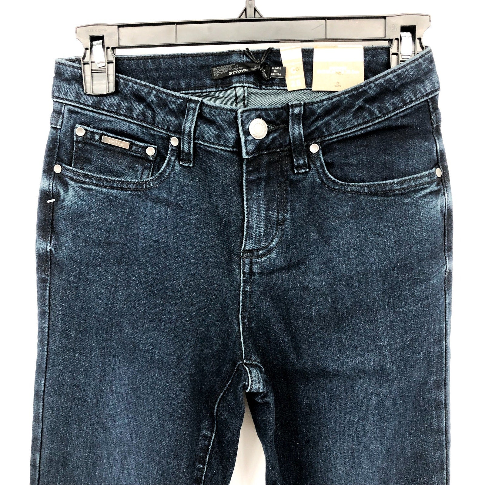 Prana Womens Sienna Skinny Jeans 25x30 US 0 Deep Blue Stretch Denim Mid Rise NWT