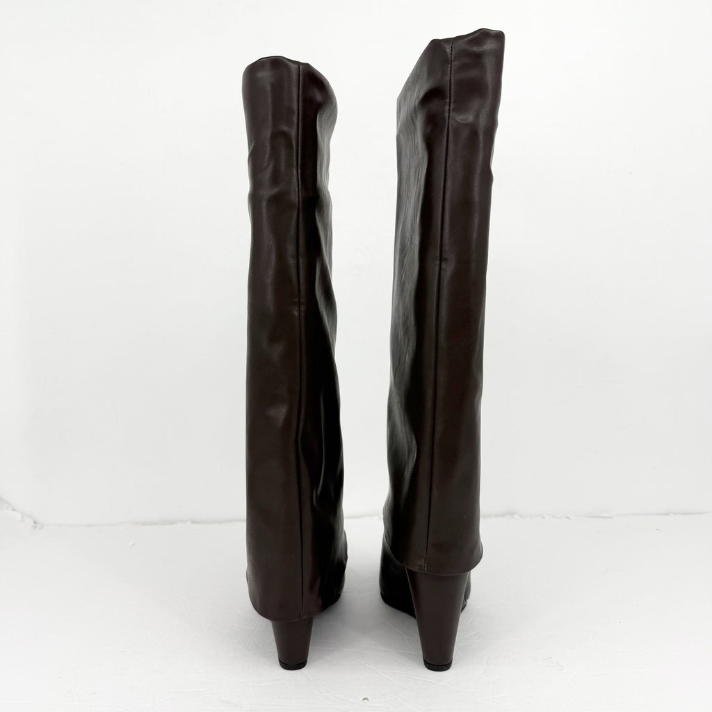 Madden Girl Womens Evander Fold-Over Knee High Boots US 6 Dark Brown NIB