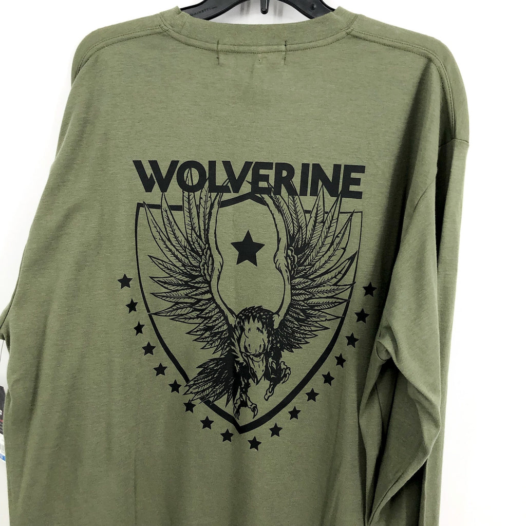 WOLVERINE Mens FireZerO Long Sleeve Tshirt XXL Green Flame Resistant Eagle NWT