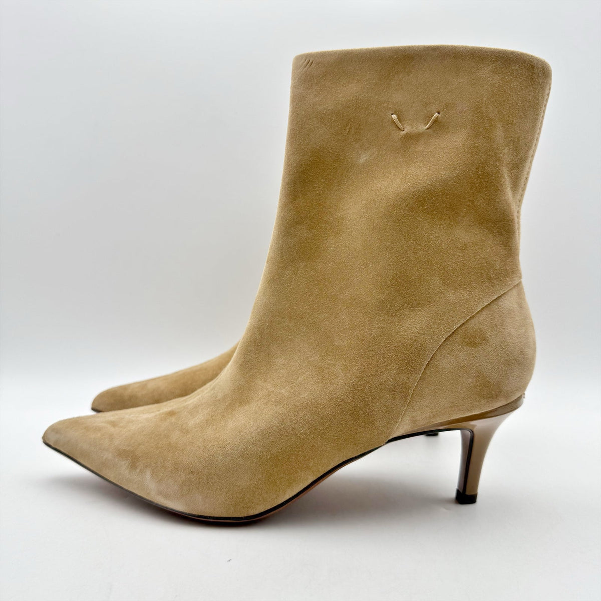 Franco Sarto Womens Anna Heel Ankle Bootie Size 8 M EU 38.5 Taupe Tan Suede NIB