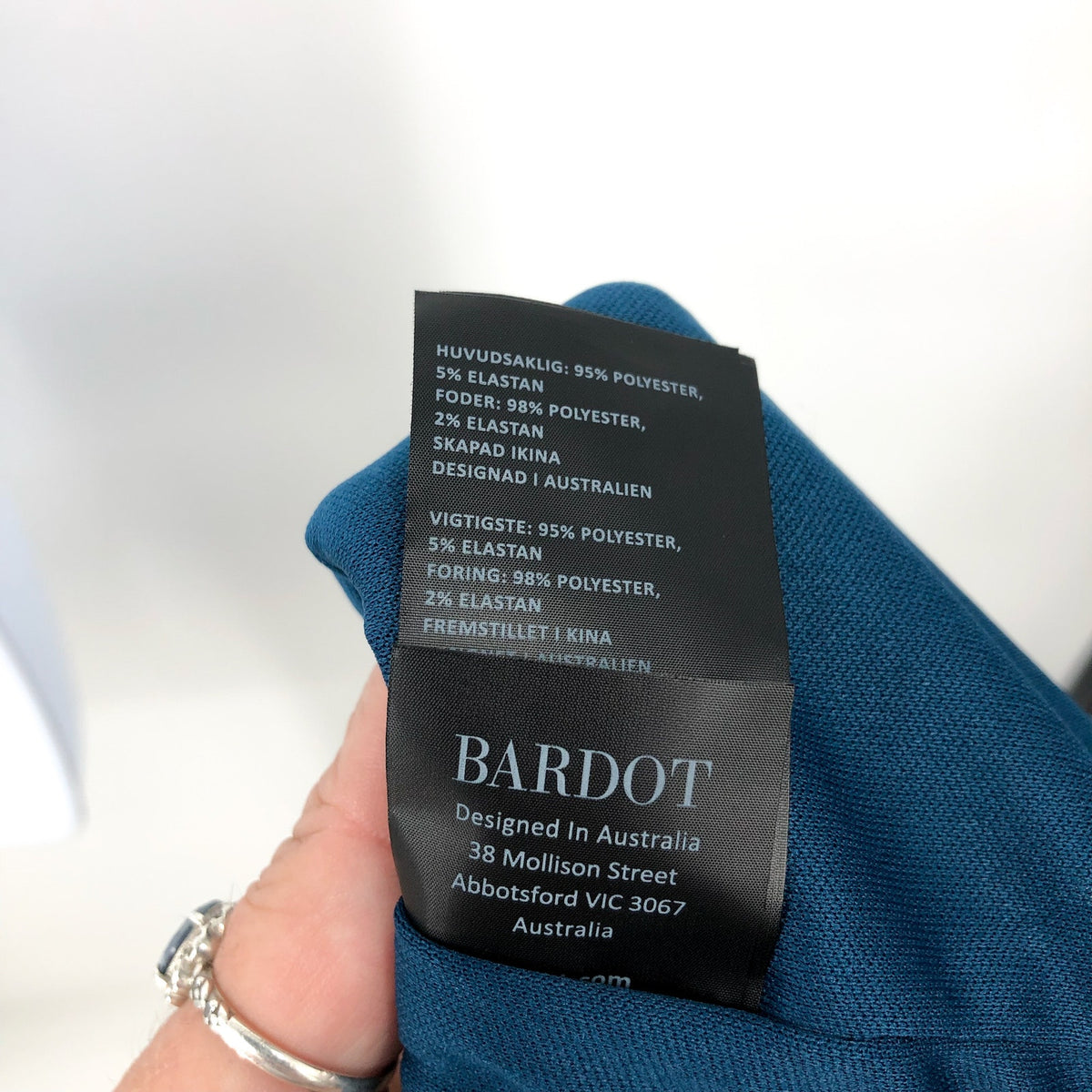 BARDOT Women's Crinkle One Shoulder Dress Size 4 Teal Blue Stretch Lined NWT