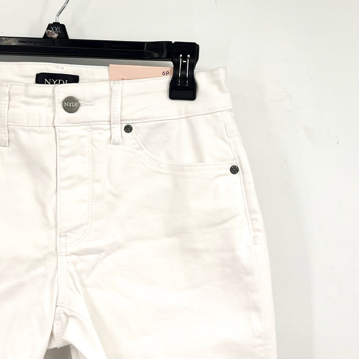 NYDJ Womens Ella Denim Shorts Size 6 PETITE Optic White 8" Inseam NWT