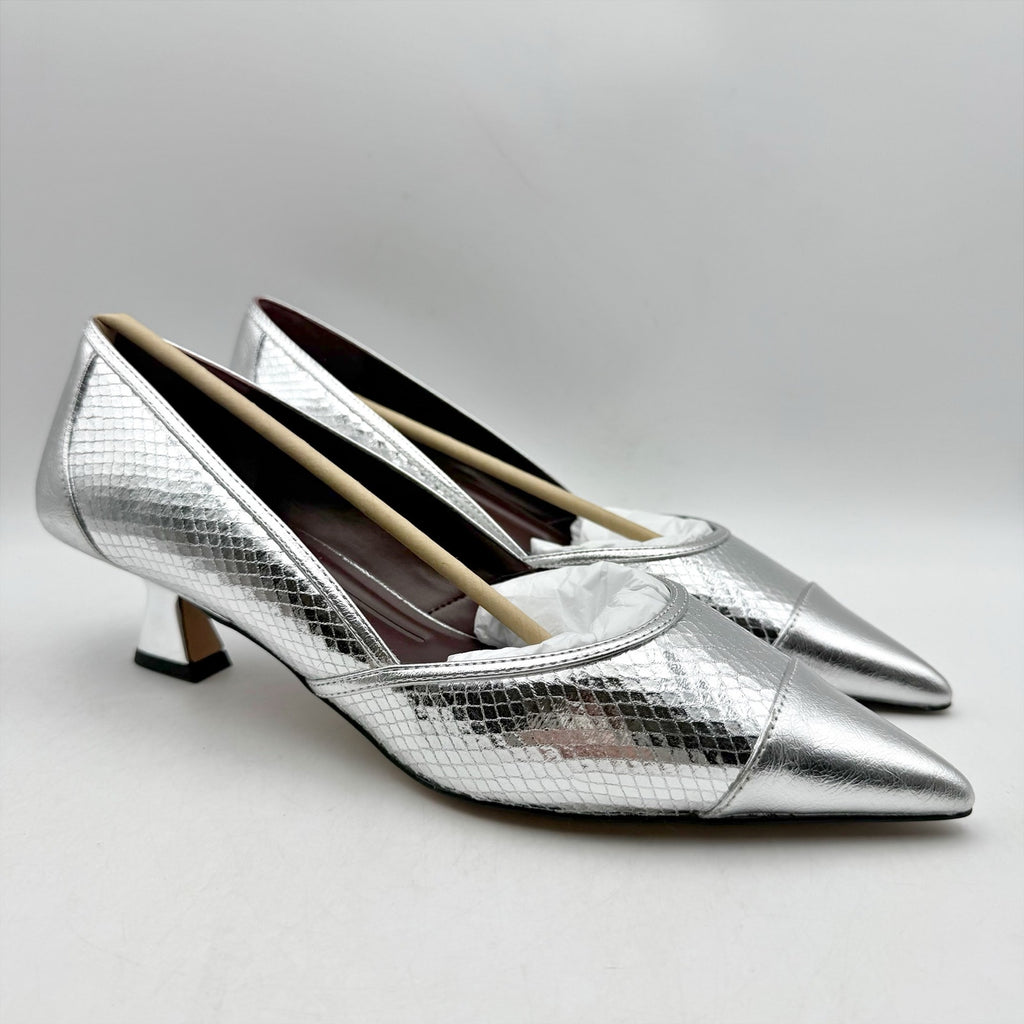 Franco Sarto Womens Darcy Pumps US 8.5 Wide EU 39 Silver NIB