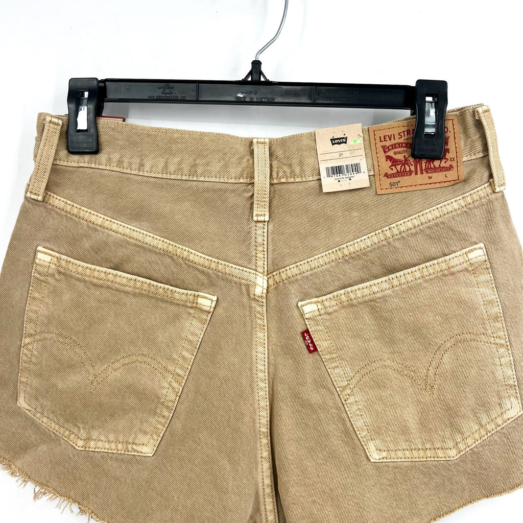 LEVIS Womens 501 Original Fit Shorts Size 27 US 4 Light Brown 56327-0399 NWT