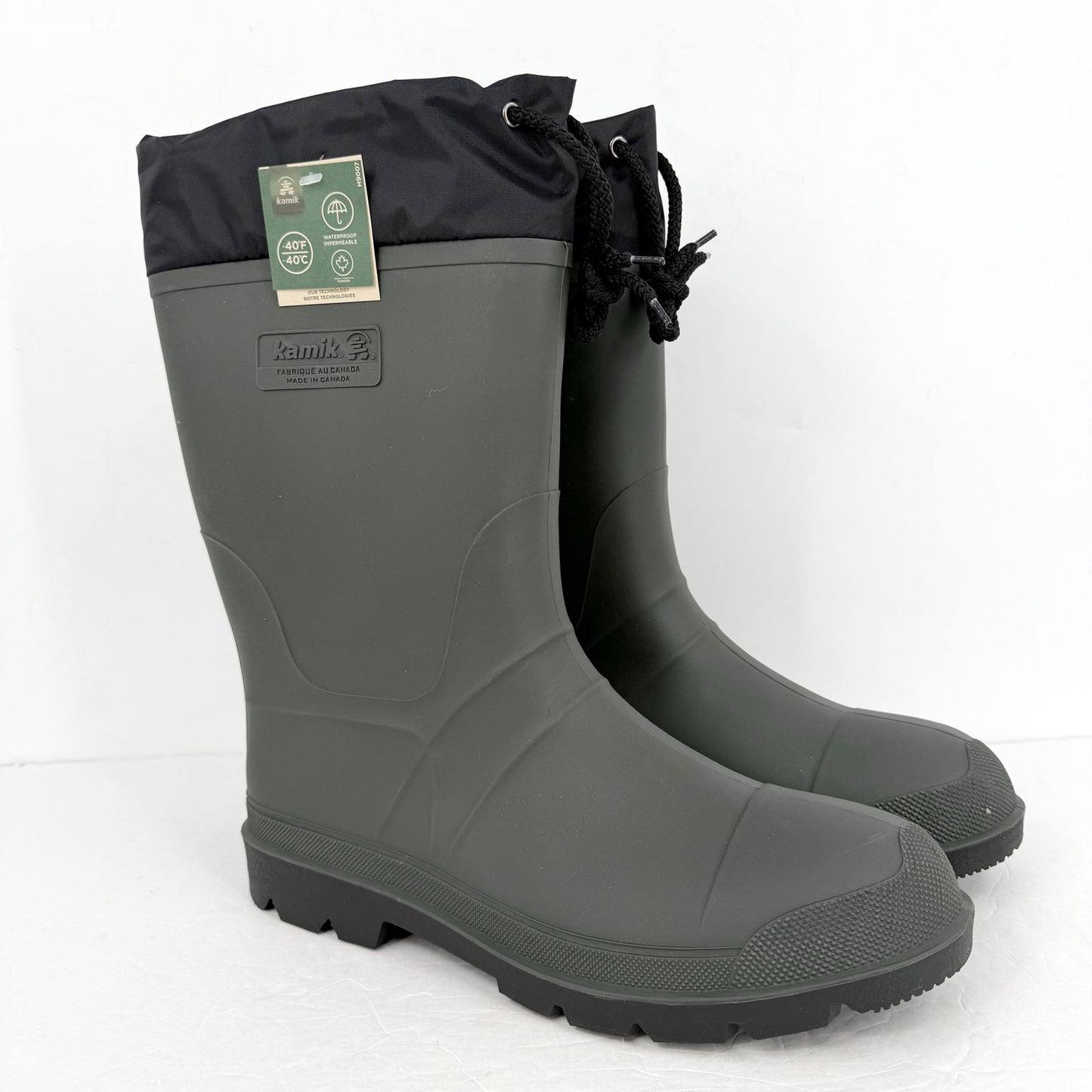 Kamik Mens Forester Winter Rainboots US 13 D Black Khaki Waterproof NWOB