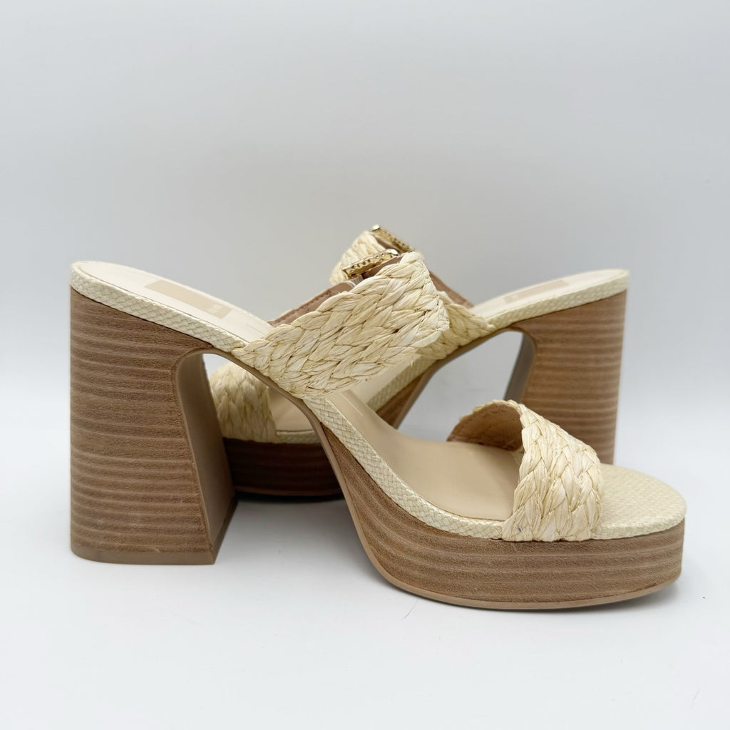 Dolce Vita Womens Landry Heeled Sandals SIZE 8.5 M Vanilla Raffia Cream NWOB
