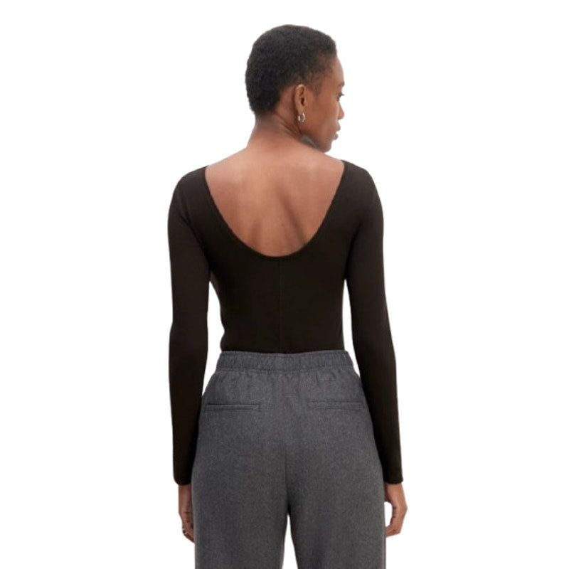 EVERLANE Women's The Supima® Form Scoop-Back Tee Small Black Long Sleeve NWT