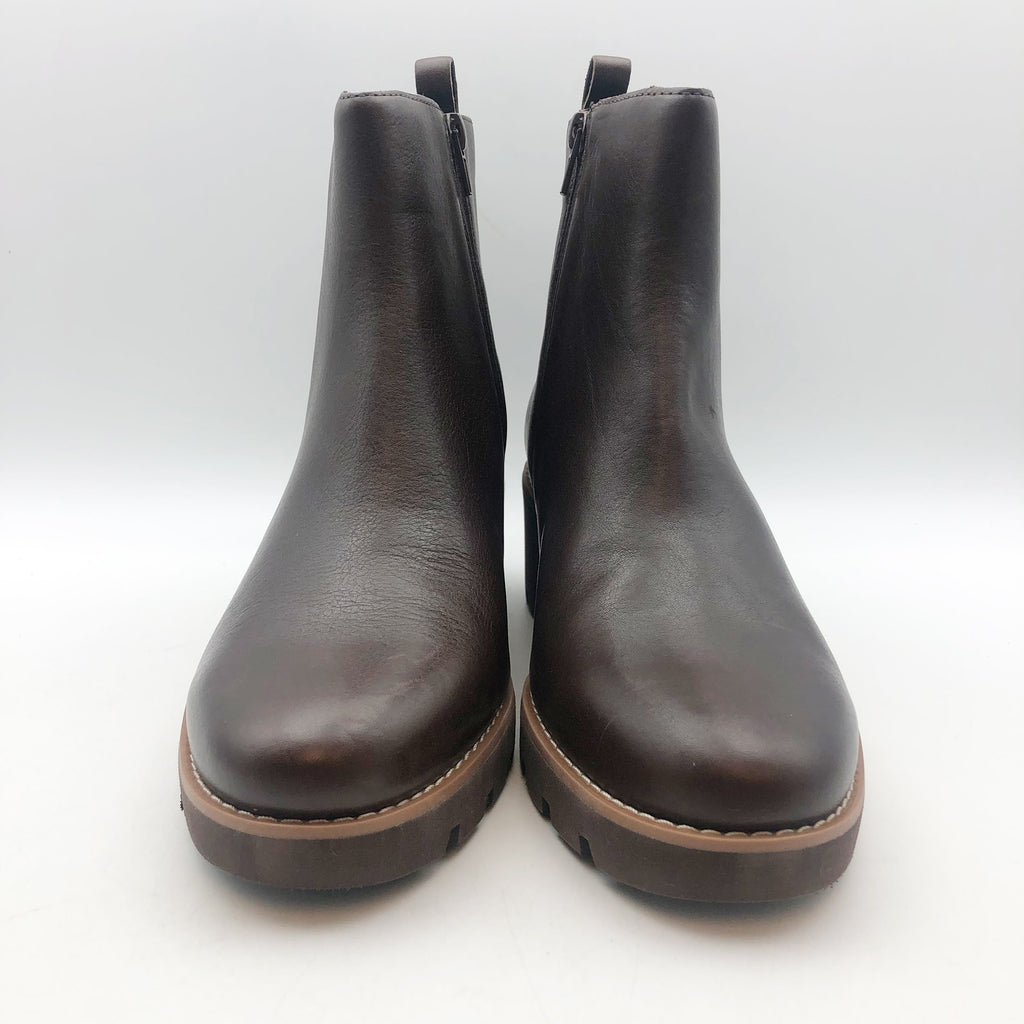 Vionic Womens Aria Ankle Booties US 7.5 WIDE EU 38 Brown Leather Boots NWOB