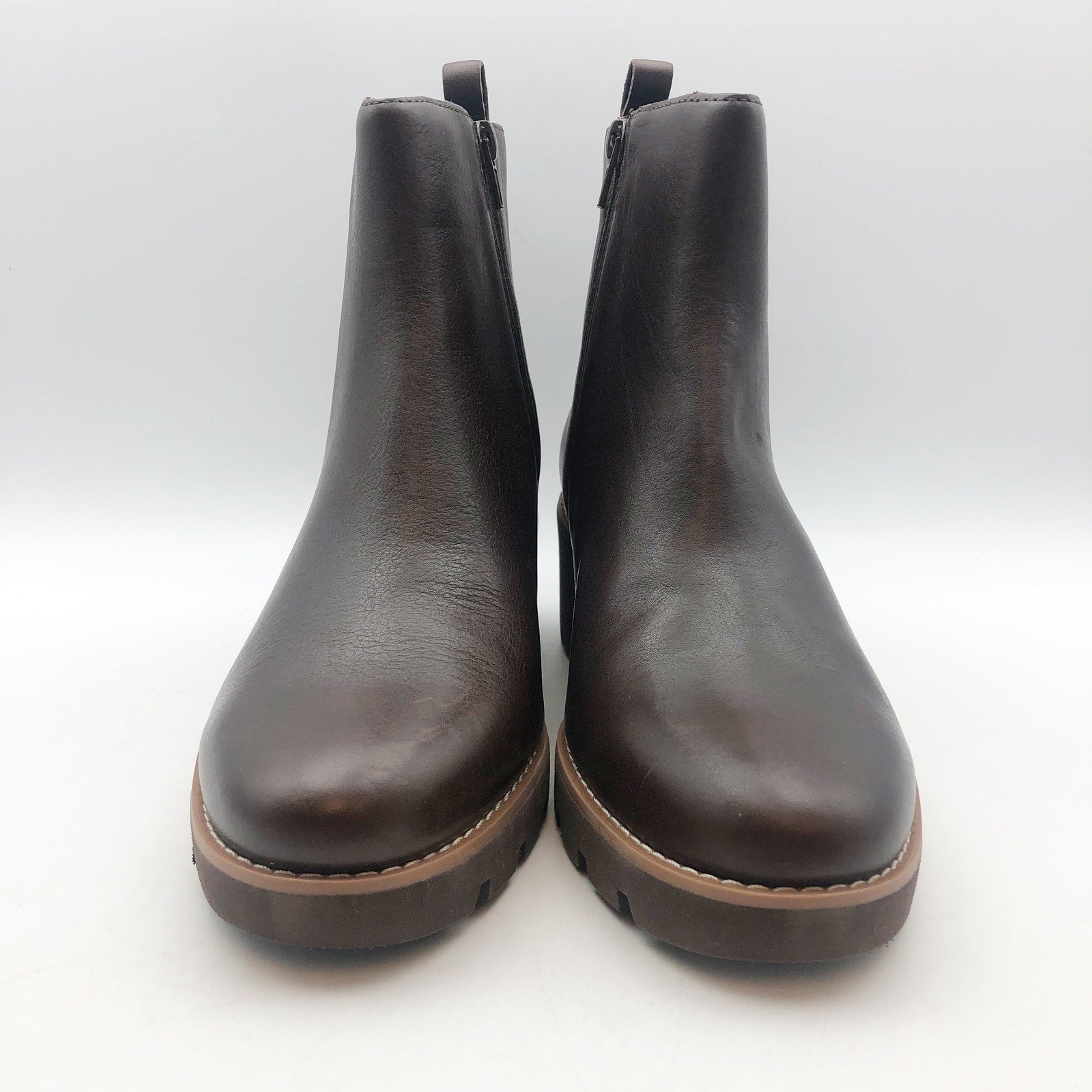 Vionic Womens Aria Ankle Booties US 7.5 WIDE EU 38 Brown Leather Boots NWOB