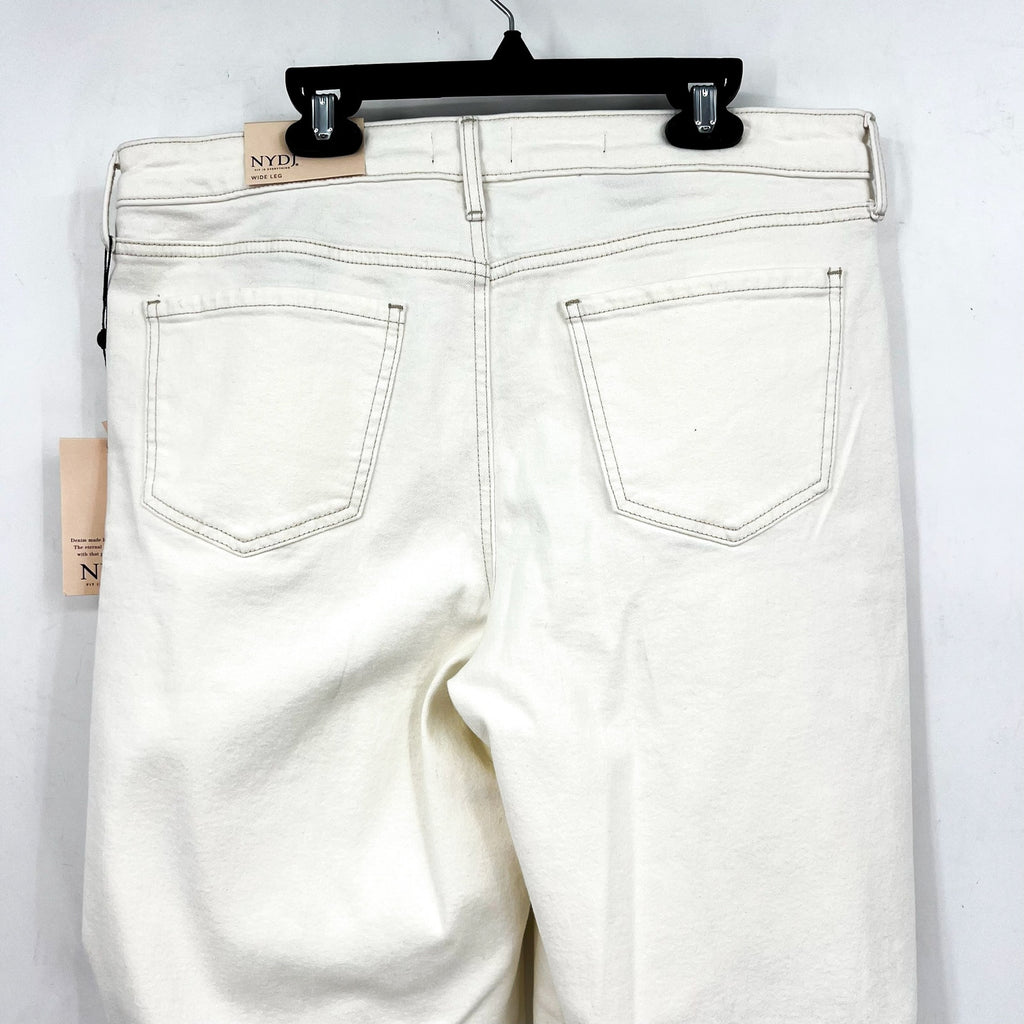 NYDJ Women's Teresa Wide Leg Jeans Size 12 Winter White Stretch 1.5'' Hem NWT