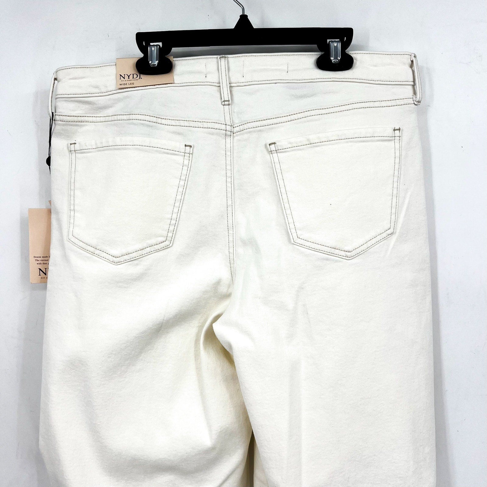 NYDJ Women's Teresa Wide Leg Jeans Size 12 Winter White Stretch 1.5'' Hem NWT