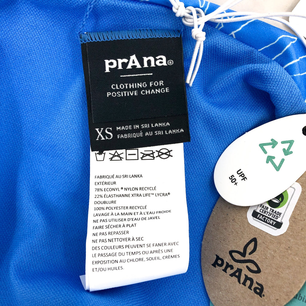 PRANA Women's Marta Bikini Bottoms XS Blue Print Floret Hipster Swim NWT