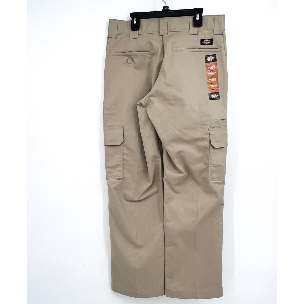 DICKIES Men's Twill Stretch Cargo Pants 30x30 Khaki Tan Straight Leg NWT