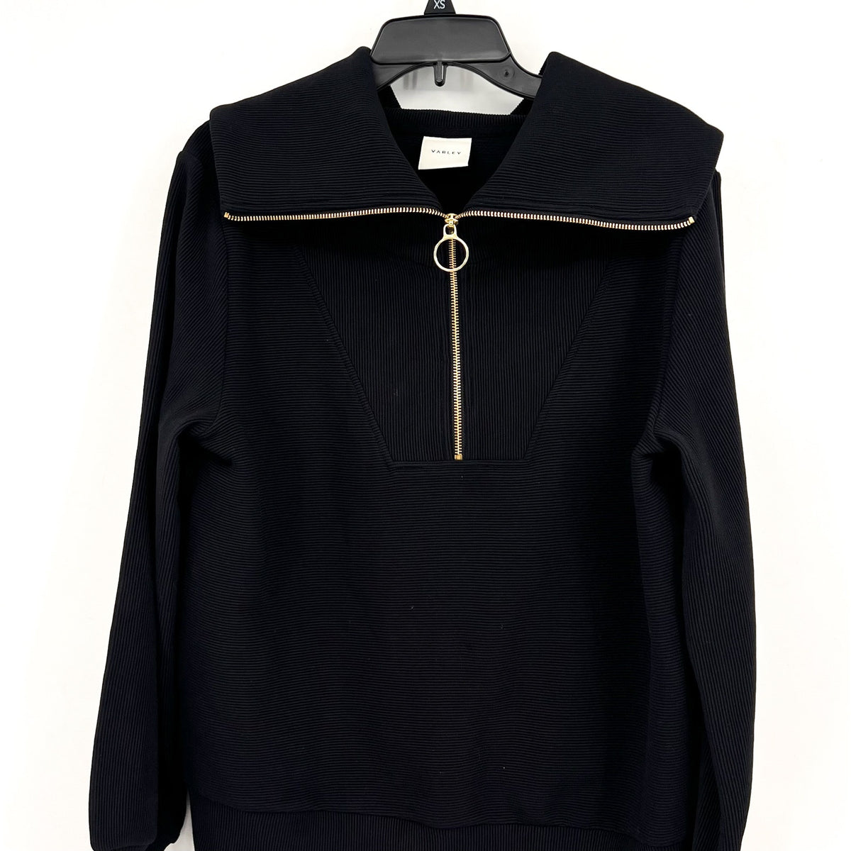 VARLEY Women's Vine Ottoman Half Zip Pullover Small Black Sweatshirt NWOT