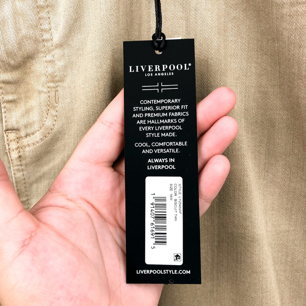 LIVERPOOL Women's Piper Hugger Ankle Skinny Jeans Size 18W Biscuit Tan NWT