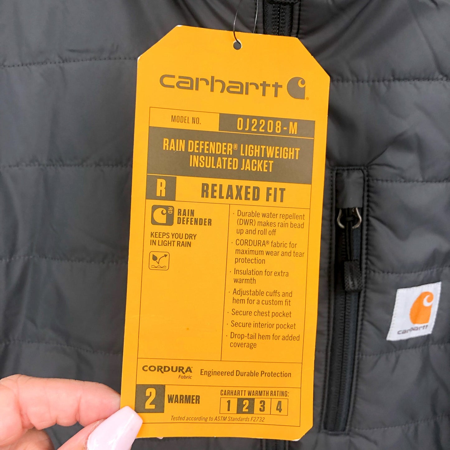 CARHARTT Rain Defender Insulated Jacket Large Grey Relaxed Fit Lightweight NWT