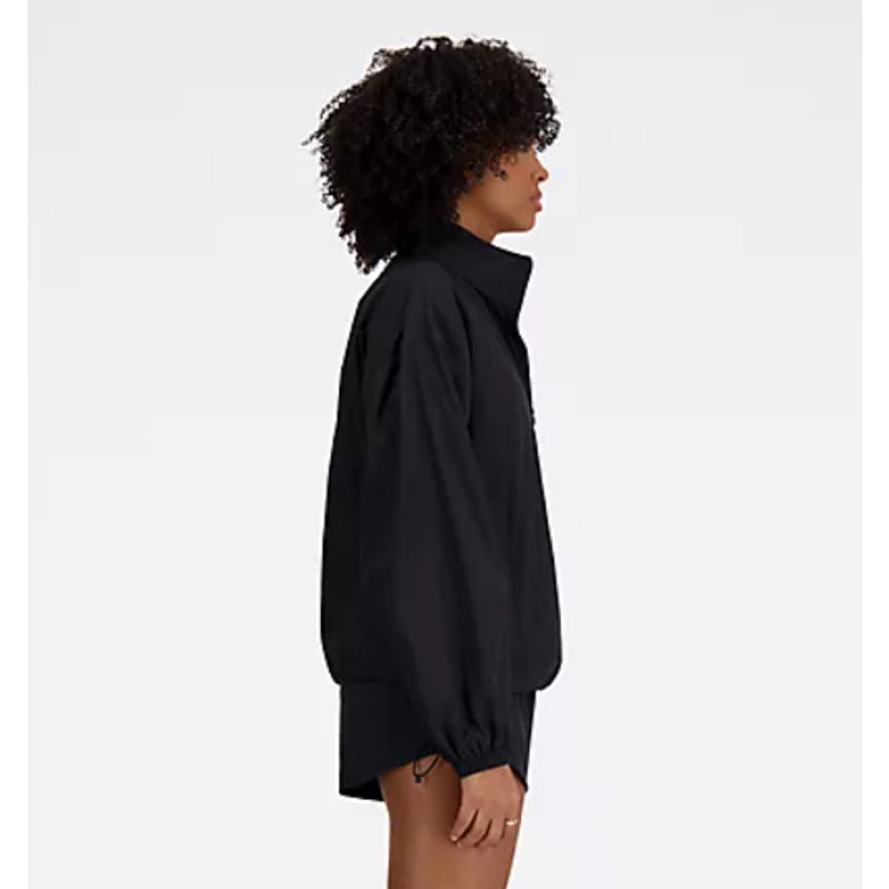 NEW BALANCE Women's Athletics Packable Jacket Large Black Hooded Lightweight NWT