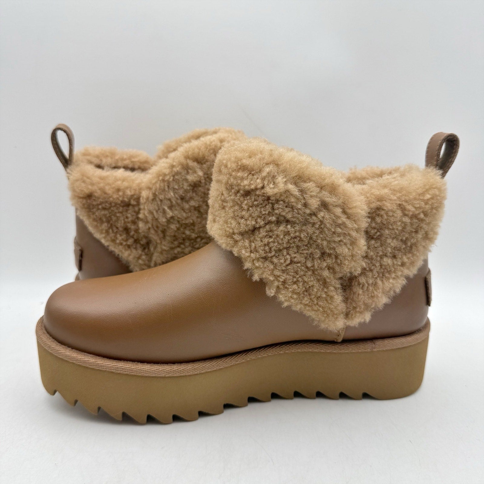 UGG Womens Ultra Mini Alina Ankle Bootie US 5 EU 36 Chestnut Brown Leather NIB