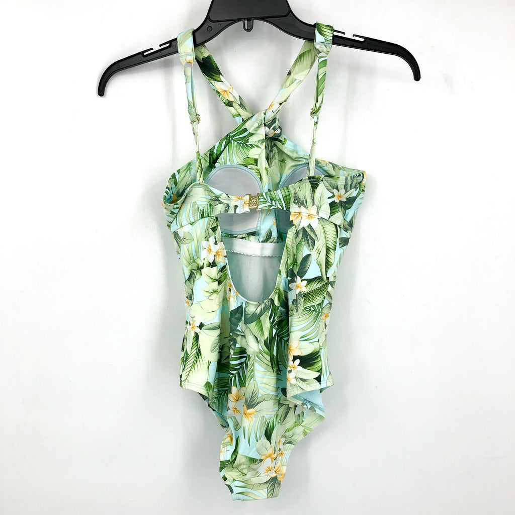 TOMMY BAHAMA Paradise Fronds High Neck One Piece Swimsuit Size 4 Green White NWT