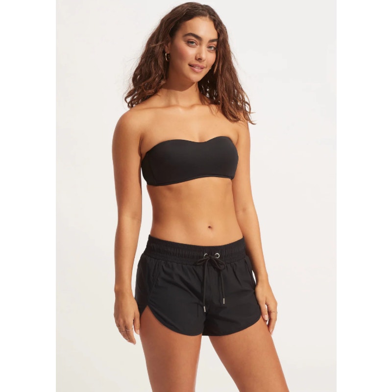 SEAFOLLY COLLECTIVE Women's Active Boardshorts Size 4 XS Black Drawstring NWT