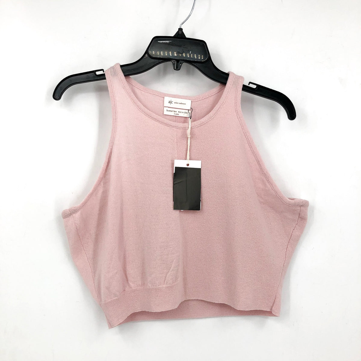 ACTIVE CASHMERE Women's Cashmere Tank Top XL Pale Pink Racerback NWT