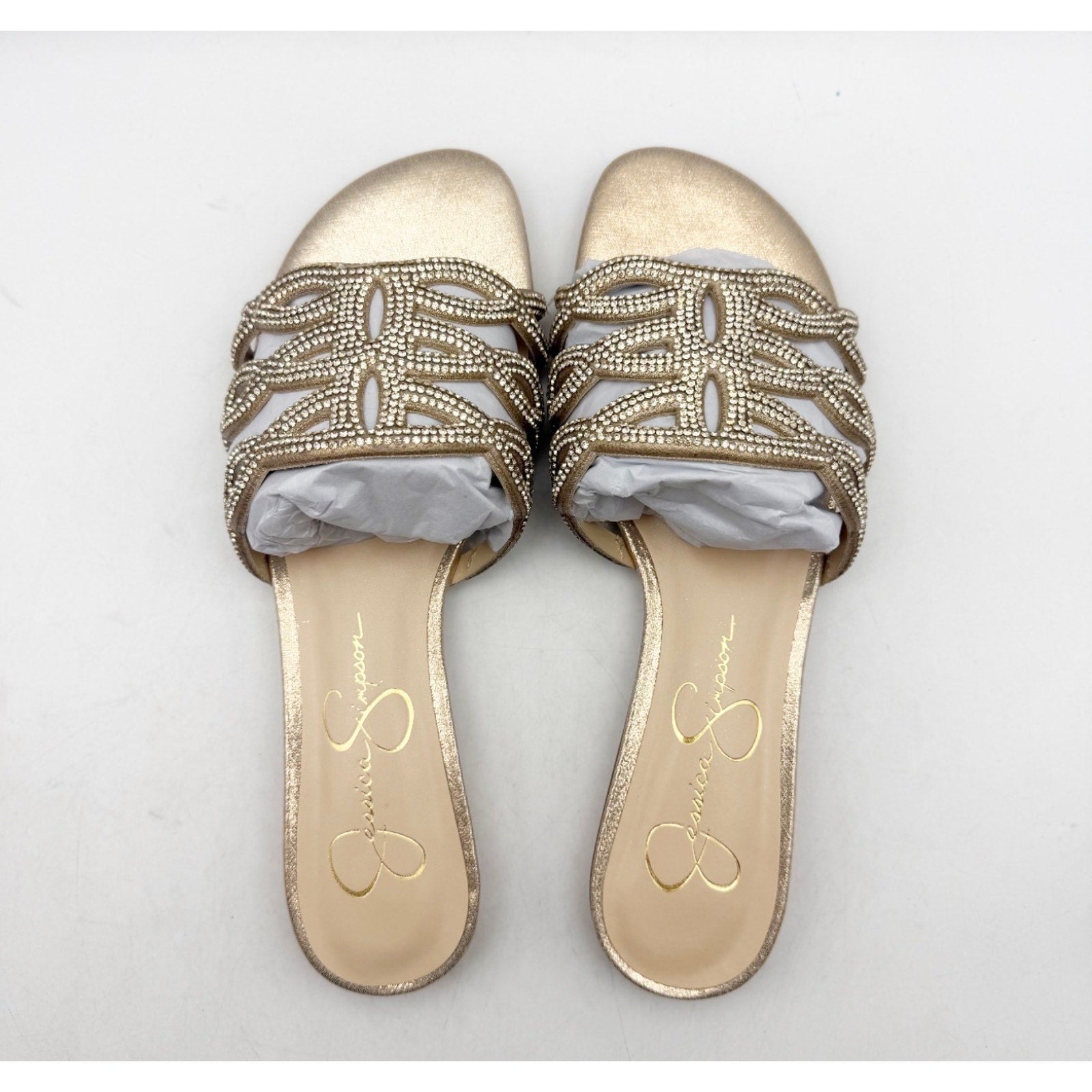 JESSICA SIMPSON Women's Dorothea Sandals Size 7 M Gold Champagne Slip On NIB