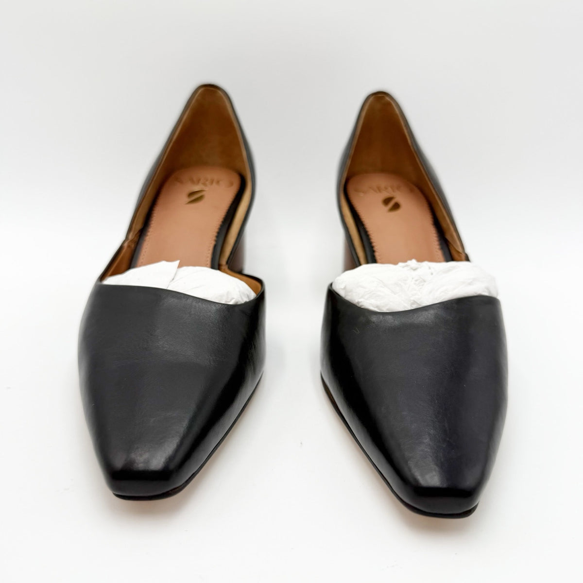 Franco Sarto Womens Rita Pumps Size 6 M EU 36 Black Leather Wood Heel NIB