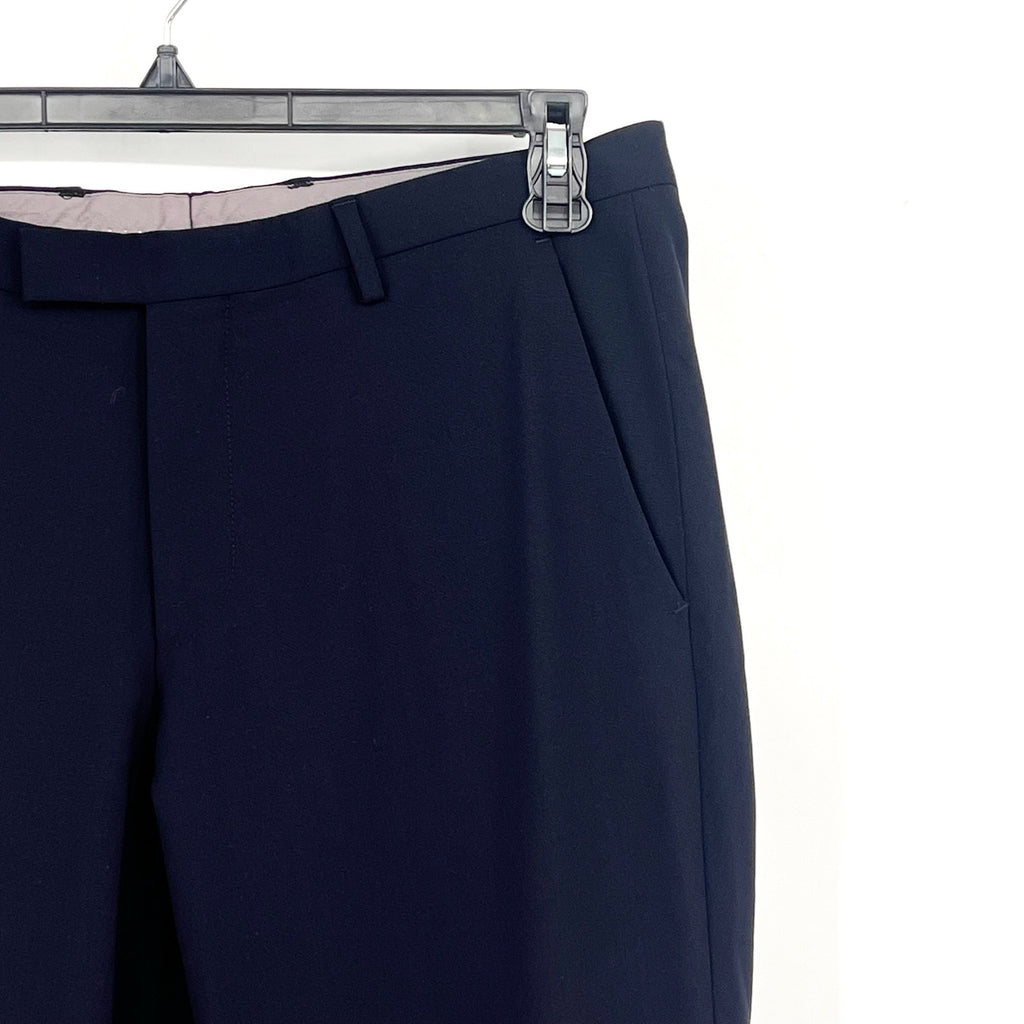 HUGO BOSS MENS Sharp 3 Suit Pants 38x28 Navy Blue Flat Front Slim Fit Dress NWOT