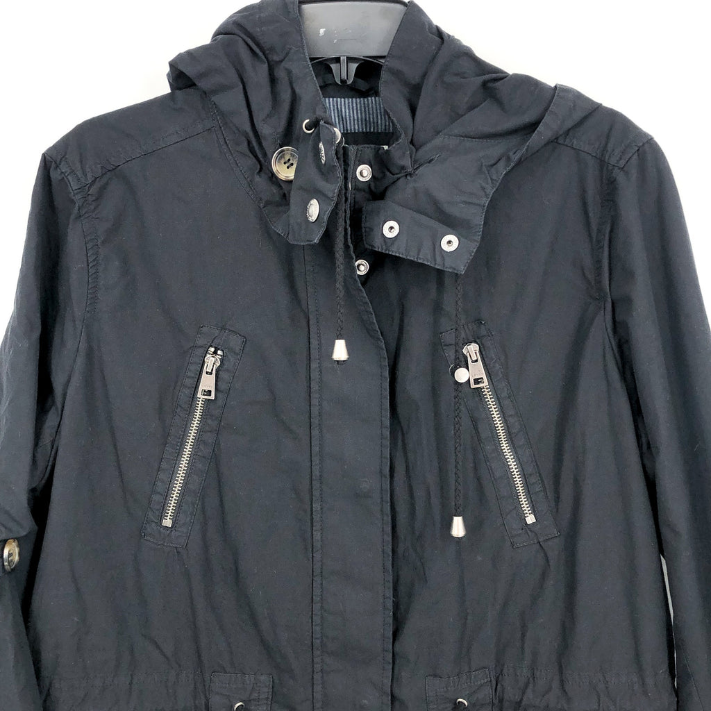LEVI'S Womens Parachute Hooded Utility Jacket Large Black Drawstring Cotton NWOT