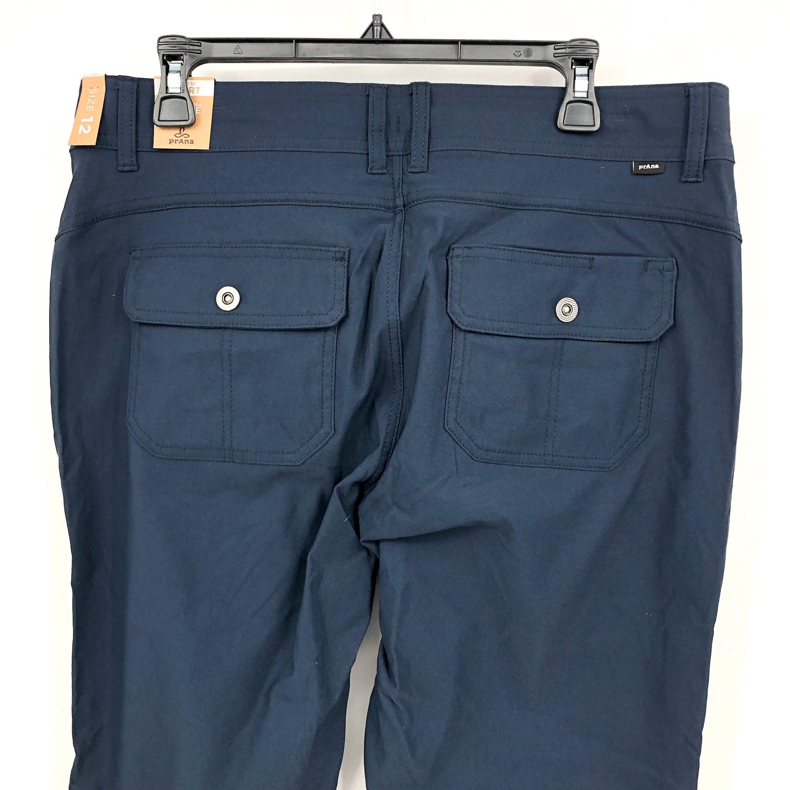 PRANA Women's Halle Pants II Size 12 Short Nautical Blue Water Repellent NWT