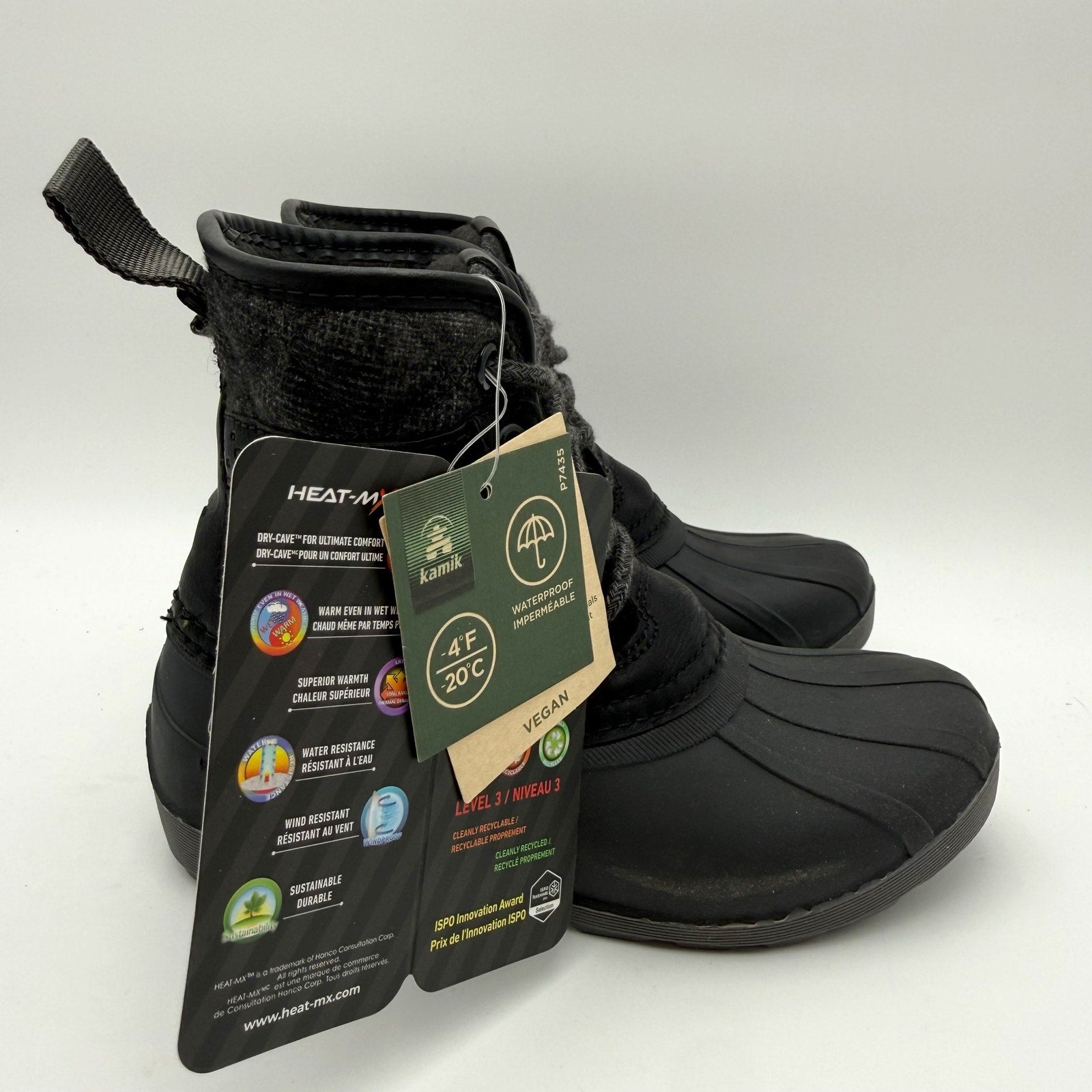 Kamik Girls Mid-Calf Winter Boots US 12 EU 30 Black Waterproof Insulated NIB